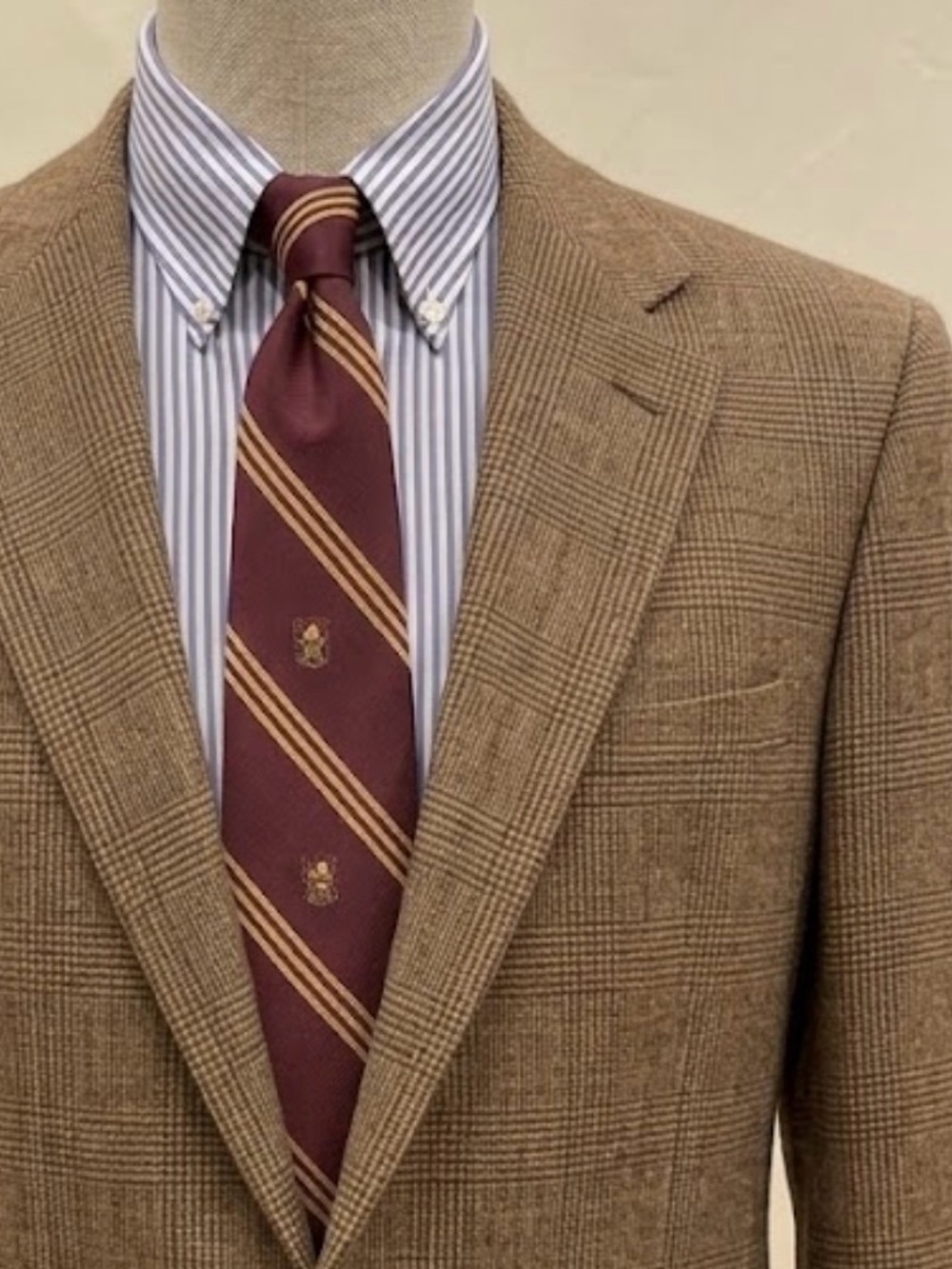 Brooks Brothers Loro Piana Rain System Wool Sport Coat 42R Brown Glen Plaid